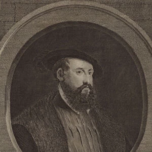 Hernan Cortes, Spanish conquistador (engraving)
