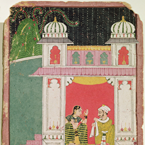 Heroine and her lover in a pavilion, c. 1640-50 (ink & w / c on paper)