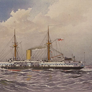 HMS Colossus, 1st class battleship (colour litho)