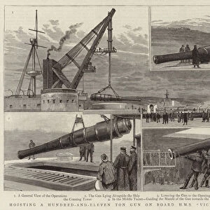 Hoisting a Hundred-and-Eleven Ton Gun on Board HMS "Victoria, "at Chatham (engraving)