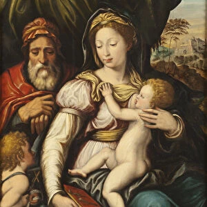 The Holy Family with the Infant St John (oil on canvas)