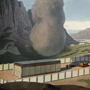 The Holy Tabernacle in the desert and the pillar of cloud (colour litho)