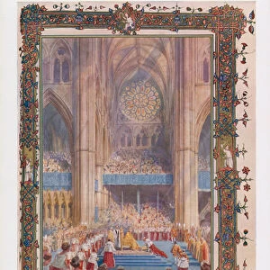 The homage during the ceremony of the Coronation of King George VI in Westminster Abbey, London (colour litho)