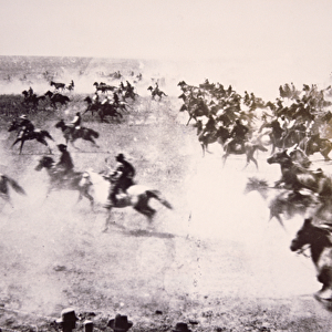 Homesteaders rushing into the Cherokee Strip, 16th September 1893 (b / w photo)