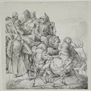 Horse-drawn Cart Full of Wounded Soldiers, lithograph by C. Motte, 1818 (litho)