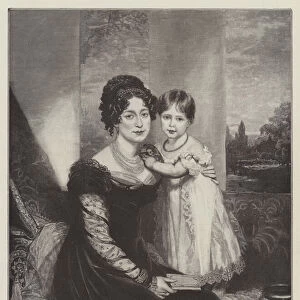 HRH Victoria Maria Louisa, Duchess of Kent, and Her Majesty the Queen at the Age of Three Years (engraving)