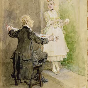 Ichabod Crane and Katrin Van Tassel, c. 1893 (w / c on paper)