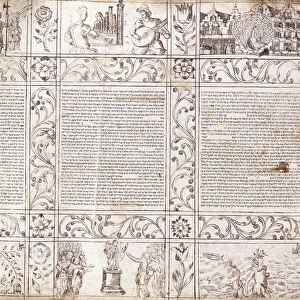 Illuminated manuscript in Sephardic script, showing scenes of Dutch life