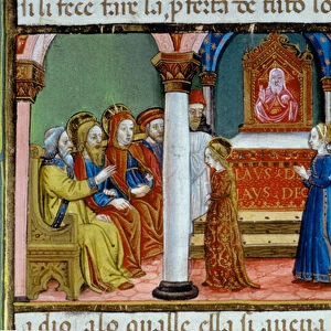 Illumination depicting Mary taking the vow of virginity, in the Codex De Predis