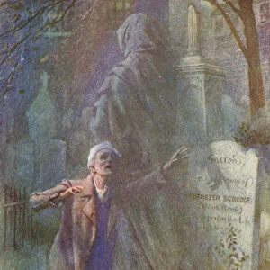Illustration for A Christmas Carol by Charles Dickens (colour litho)