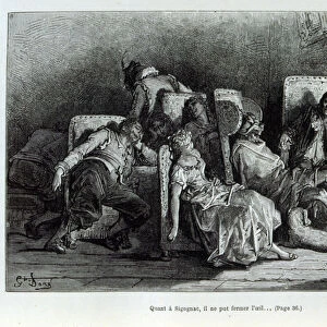 Illustration depicting Captain Fracasse a Character of the commedia dell