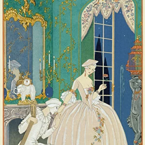 Illustration for Fetes Galantes by Paul Verlaine (1844-96) 1923 (pochoir print)