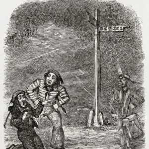 Illustration after George Cruikshank for the poem The Dead Drummer