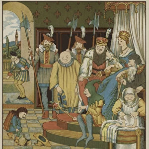 Illustration for Rumpelstiltskin by The Brothers Grimm (colour litho)