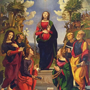 Immaculate Conception and Six Saints (oil on panel)