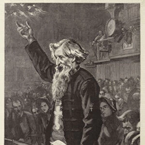 "In Darkest England", General Booth lecturing on his Emigration Scheme (engraving)