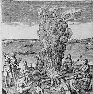 Indians around a Fire (engraving)