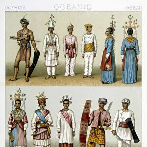 Inhabitants of the Celebes Islands in Indonesia. Illustration in "