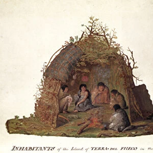 Inhabitants of the Island of Terra del Fuego in their Hut