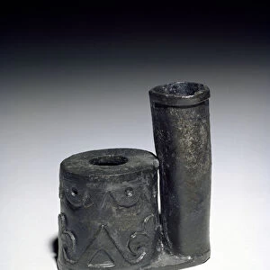 Inkwell with pen-holder, 17th century (pewter)