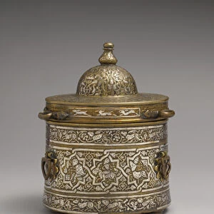 Inkwell with Zodiac Signs, early 13th century (brass inlaid with silver, copper