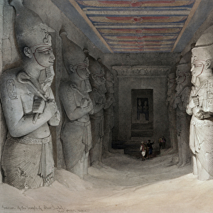 Interior of the Temple of Aboo Simbel, from Egypt and Nubia, lithograph by Louis Haghe