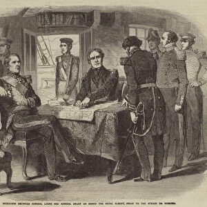 Interview between Admiral Lyons and Admiral Bruat on Board the Royal Albert, prior to the Attack on Kinburn (engraving)