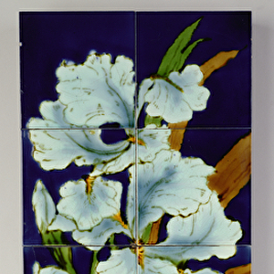 Iris panel, Burmantofts Pottery, c. 1905 (hand-painted ceramic)