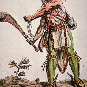 Iroquois Warrior, 1787 (colour litho)