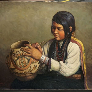 Isleta Pottery Maker, Pueblo of Isleta, New Mexico (oil on canvas)