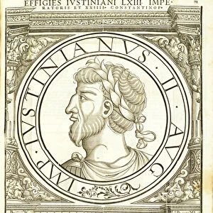 Iustinianus II, illustration from Imperatorum romanorum omnium orientalium et