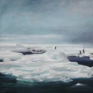 The James Caird, Dudley Docker and Stancomb Wills Moored to the Ice-floe in the Weddell