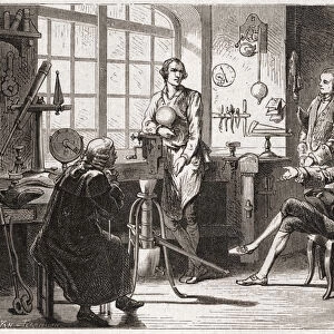 James Watt (inventor of the steam machine in 1769) in his Glascow shop - in "