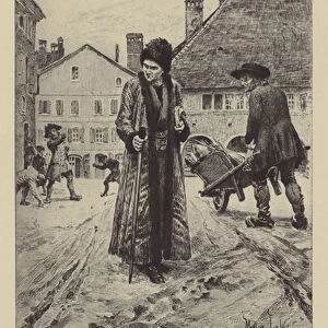 Jean-Jacques Rousseau threatened on the street (gravure)