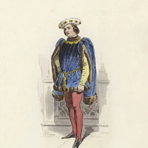 Jean de Montagu, Grand Master of France, reign of Charles VI (coloured engraving)