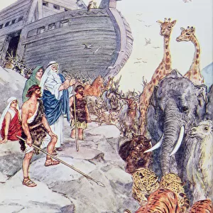 Jehovah told Noah to come down from the ark, illustration from
