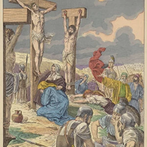 Jesus Christ, Crucifixion (colour litho)