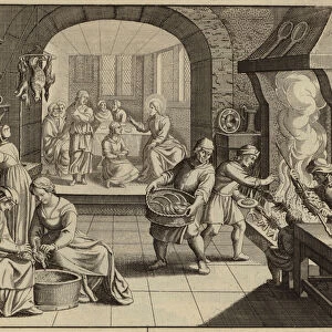 Jesus Christ at the home of Martha and Mary (engraving)