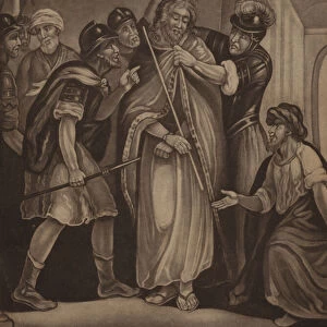 Jesus crowned with a crown of thorns (engraving)