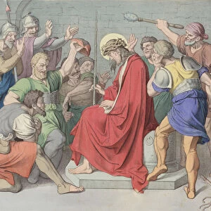 Jesus is crowned with Thorns (coloured engraving)