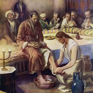 Jesus Washing The Disciples Feet (colour litho)