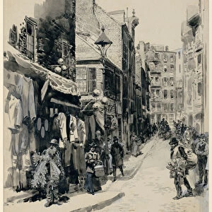 The Jewish Quarter, Boston, published 1899 (pen & ink and wash on paper)