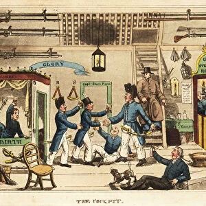 Johnny Newcome drinking grog in the cockpit with other middys (midshipmen), HMS Victory