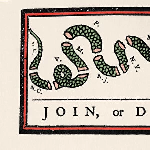 Join or Die, drawing, considers the first political cartoon