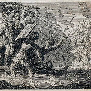 Julius Caesar landing in Britain, 55 BC (engraving)