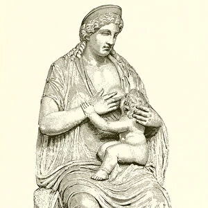 Juno nursing Hercules (Statue in the Vatican) (engraving)