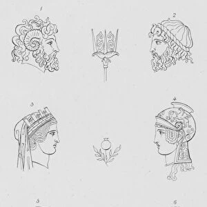 Jupiter Ammon, Neptune, Cybele, Minerva, Apollo, Mercury (engraving)