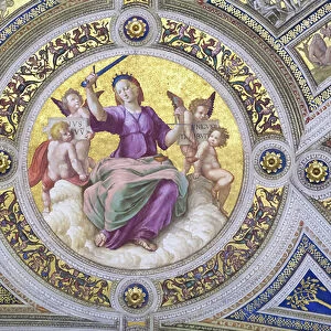 Justice, 1508, Raphael, 1483-1520, ceiling of the room of the signature, Raphael rooms, fresco, Vatican museums, Rome, Italy