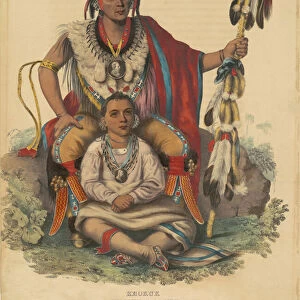 Keokuk, Chief of the Sacs and Foxes, 1838 (hand-coloured lithograph on wove paper)