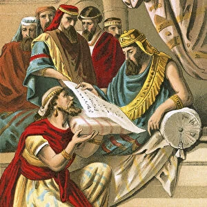 King Darius signs the writing and the decree